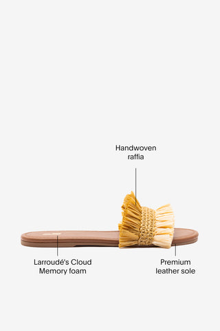 Bahia Fringe Flat In Beige And Peanut Raffia