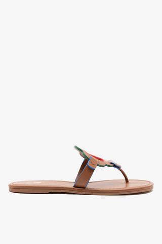 Margherita Thong Sandal In Caramel Leather