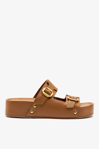 Milan Flatform Sandal In Light Caramel Vegetale Leather