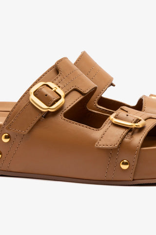 Milan Flatform Sandal In Light Caramel Vegetale Leather