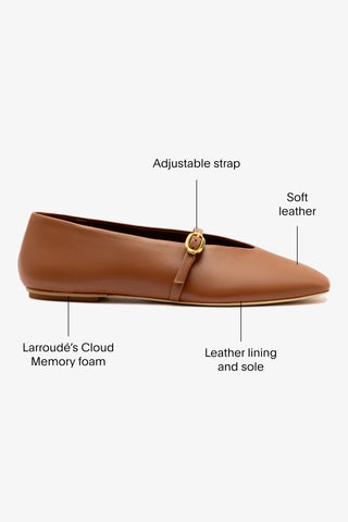 Misty Ballerina Flat In Caramel Leather