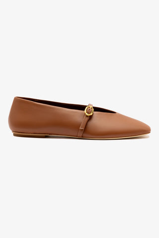Misty Ballerina Flat In Caramel Leather