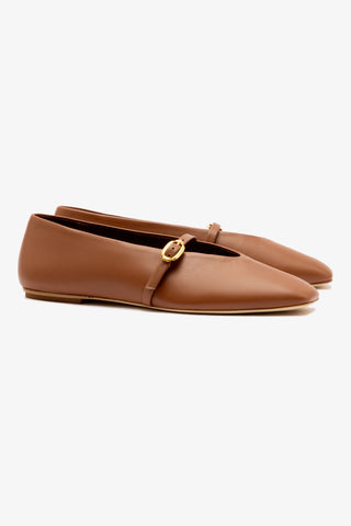 Misty Ballerina Flat In Caramel Leather