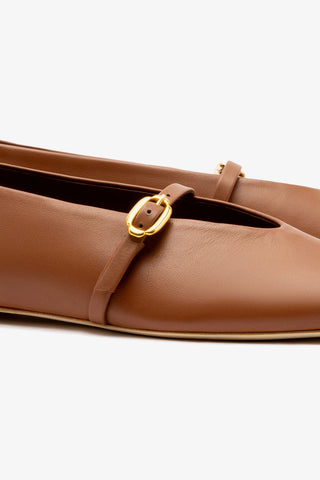 Misty Ballerina Flat In Caramel Leather