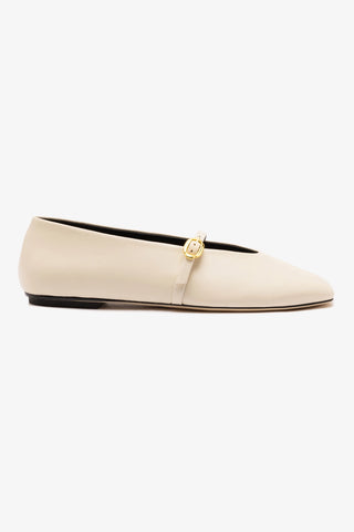 Misty Ballerina Flat In Ivory Leather