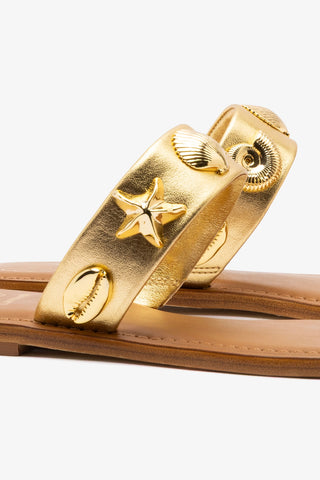 Madison Thong Sandal In Gold Metallic Leather