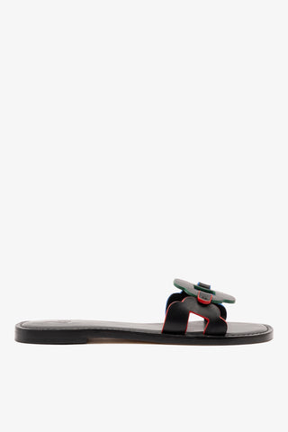 Margherita Slide In Black Leather