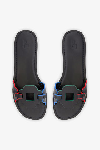 Margherita Slide In Black Leather