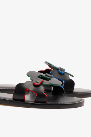 Margherita Slide In Black Leather