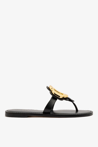 Margherita Thong Sandal In Black Leather
