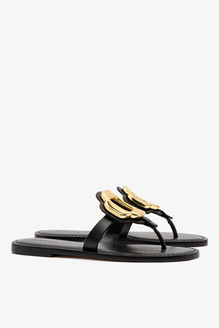Margherita Thong Sandal In Black Leather