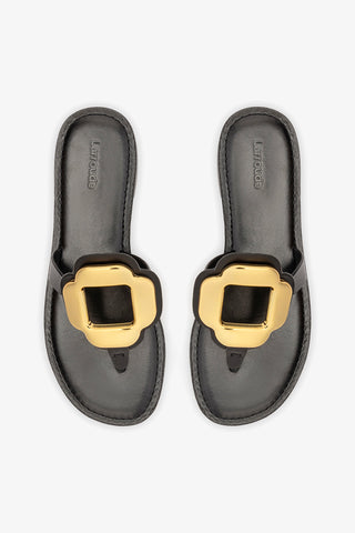 Margherita Thong Sandal In Black Leather