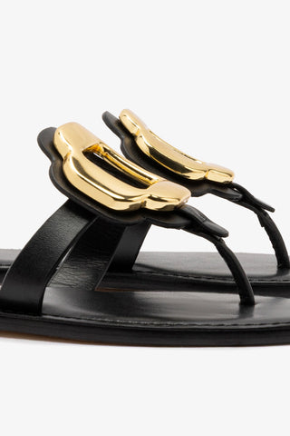 Margherita Thong Sandal In Black Leather