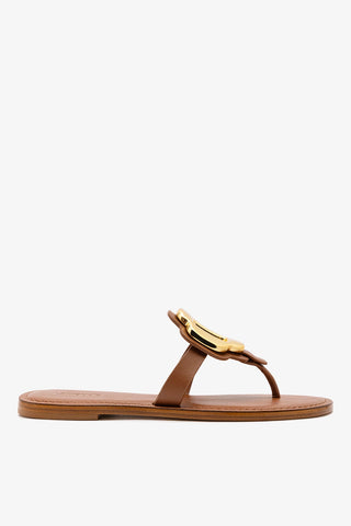 Margherita Thong Sandal In Caramel Leather