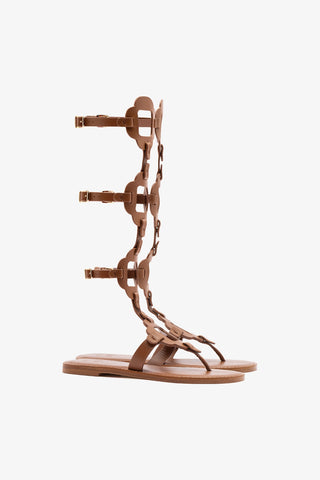 Margherita Gladiator Sandal Caramel Leather Womens - Shoes - Flats Larroudé