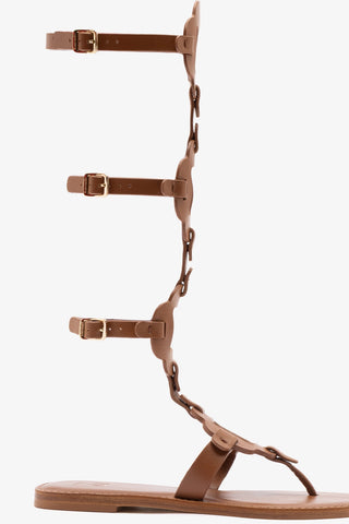 Margherita Gladiator Sandal Caramel Leather Womens - Shoes - Flats Larroudé