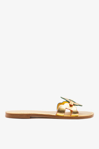 Margherita Slide In Metallic Gold Leather