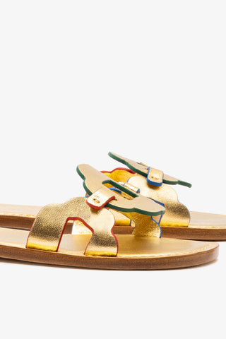 Margherita Slide In Metallic Gold Leather