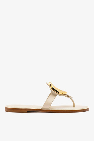 Margherita Thong Sandal In Ivory Leather