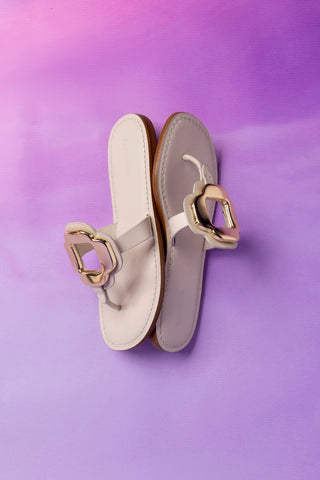 Margherita Thong Sandal In Ivory Leather