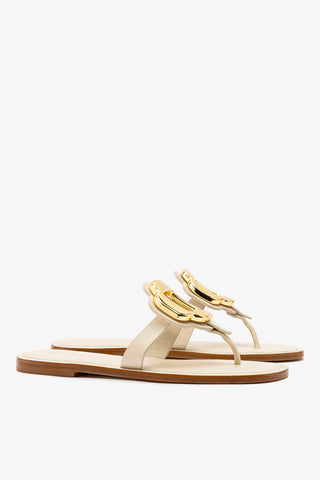 Margherita Thong Sandal In Ivory Leather