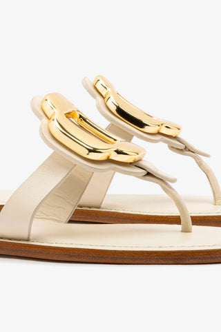 Margherita Thong Sandal In Ivory Leather