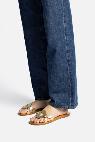 Margherita Slide In Caramel Leather