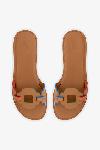 Margherita Slide In Caramel Leather