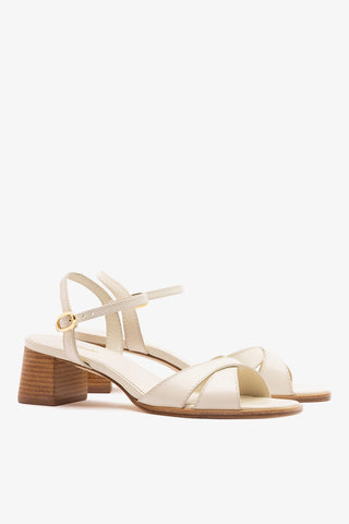 Roma Sandal Ivory Leather Womens - Shoes - Sandals Larroudé