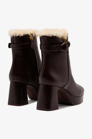 Dolly Verona Low Boot In Brown Leather And Natural Shearling