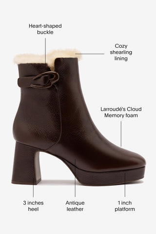 Dolly Verona Low Boot In Brown Leather And Natural Shearling