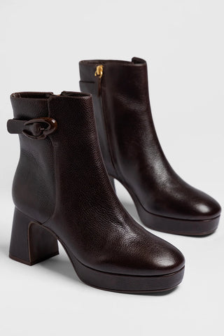 Dolly Verona Low Platform Boot Brown Leather Boot Larroudé
