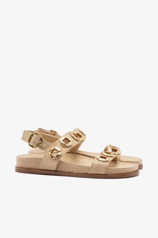 Milan Sport Sandal In Beige Raffia