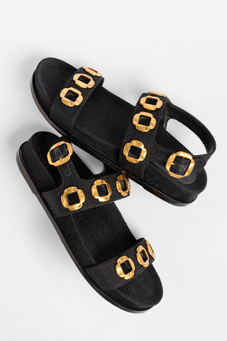 Milan Sport Sandal Black Raffia