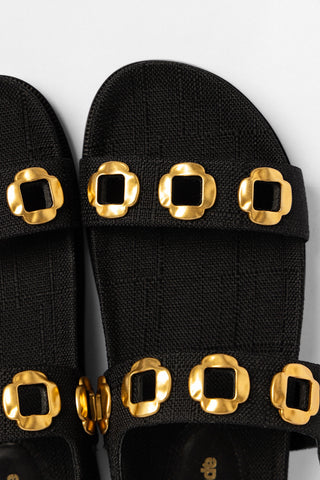 Milan Sport Sandal Black Raffia