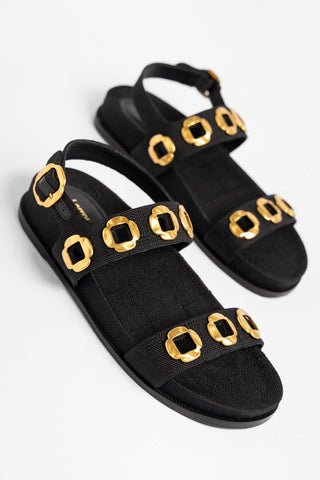Milan Sport Sandal Black Raffia