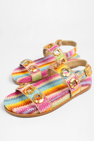 Milan Sport Sandal Rainbow Raffia