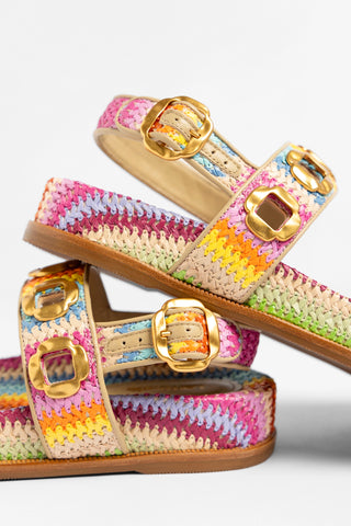 Milan Sport Sandal Rainbow Raffia