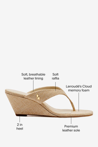 Gaia Low Wedge In Beige Raffia