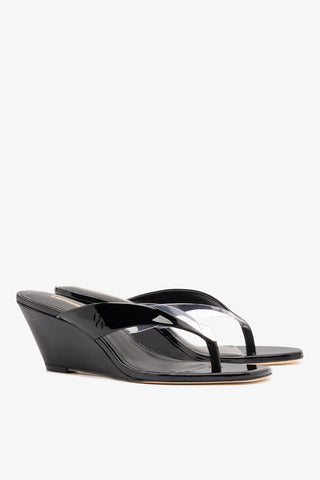 Gaia Clear Thong Sandal Black Leather