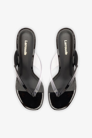 Gaia Clear Thong Sandal Black Leather