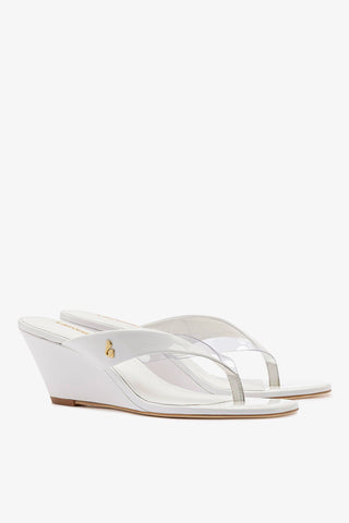 Gaia Clear Thong Sandal White Leather