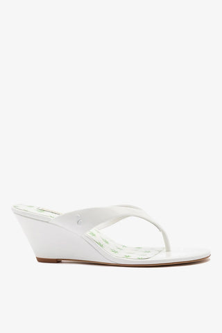 Gaia Low Wedge Sandal White Patent Leather Sandal Larroudé