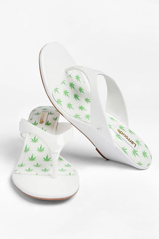 Gaia Low Wedge Sandal White Patent Leather Sandal Larroudé