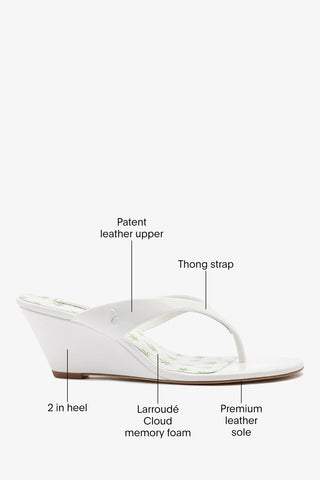 Gaia Low Wedge Sandal White Patent Leather