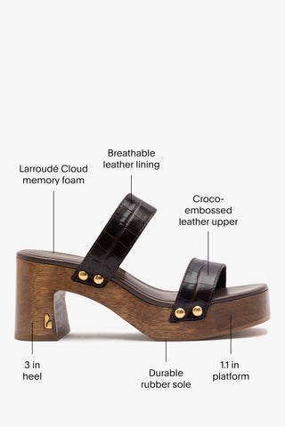 Larroudé x Kenneth Cole: Sandal Dark Oak Croco Leather Sandal Larroudé x Kenneth Cole