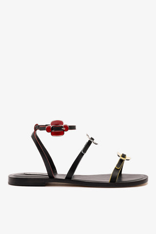 Tinx Flat Sandal In Black Leather