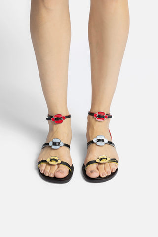 Tinx Flat Sandal In Black Leather