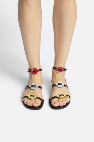 Tinx Flat Sandal In Black Leather