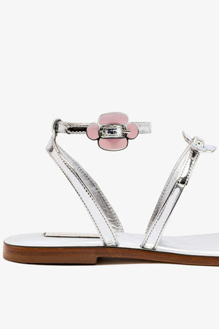 Tinx Flat Sandal In Silver Specchio